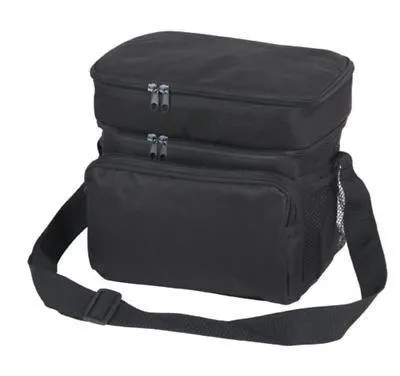 Insulated Lunch Box Cooler Bag 2 Compartments Beer Drink Water Strap Pockets 10inch