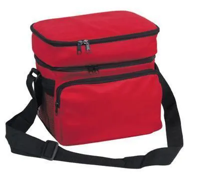 Insulated Lunch Box Cooler Bag 2 Compartments Beer Drink Water Strap Pockets 10inch