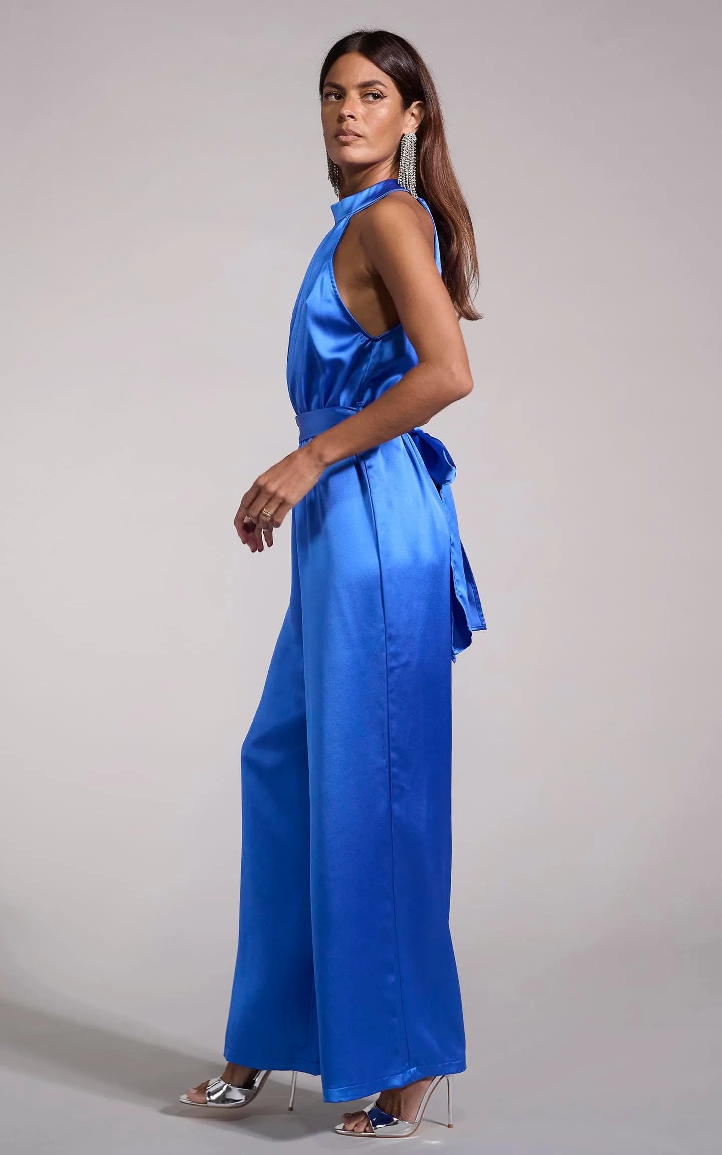 Jovina Halterneck Jumpsuit in Cobalt Blue