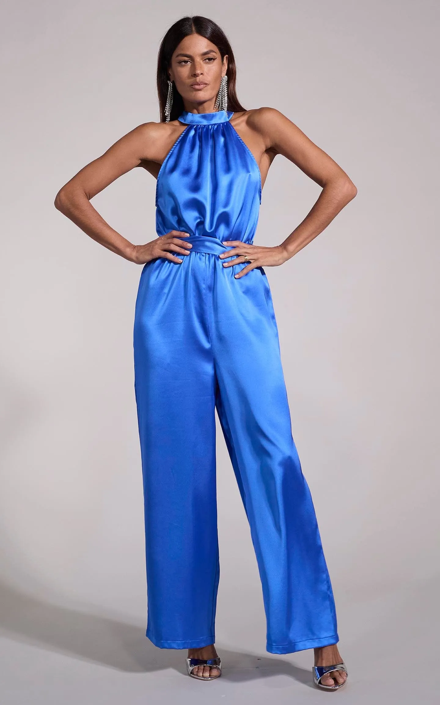 Jovina Halterneck Jumpsuit in Cobalt Blue