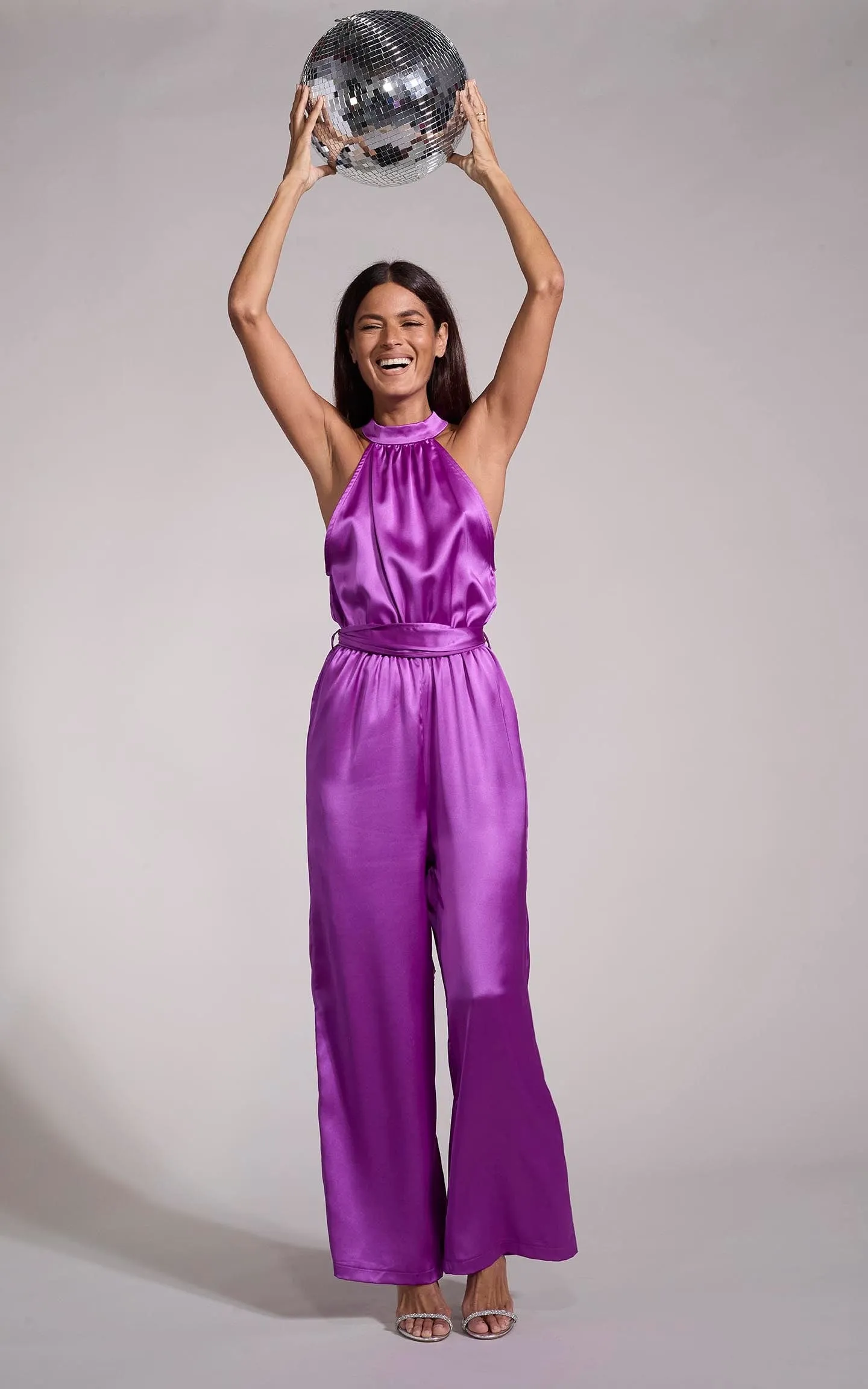 Jovina Halterneck Jumpsuit in Vibrant Purple