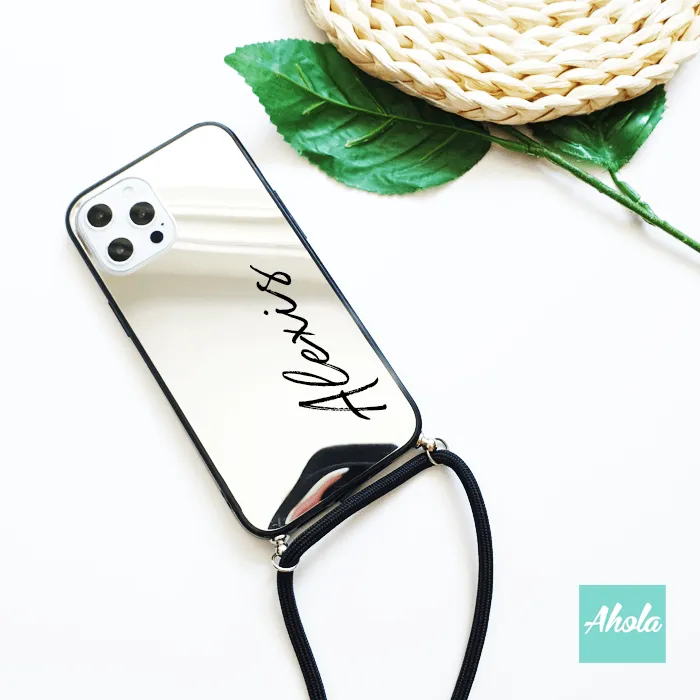 【Kagami】Crossbody Lanyard Mirror Phone Case 自定名字掛頸鏡面電話殼