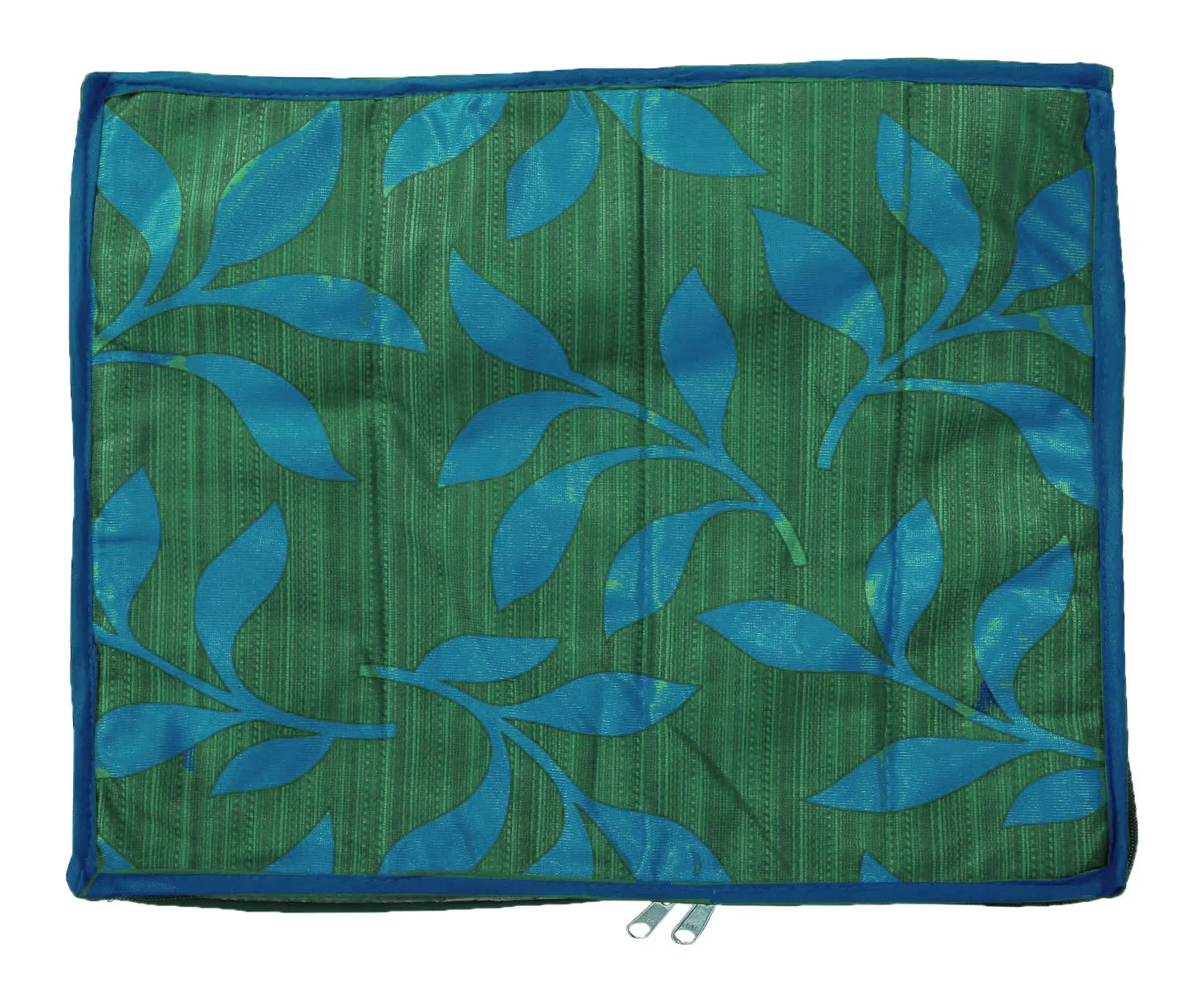 Kuber Industries Leaf Printed Satin Saree Cover Storage Bags for Clothes, Saree Organizer for Wardrobe, Organizers for Clothes-Pack of 3 (Green)