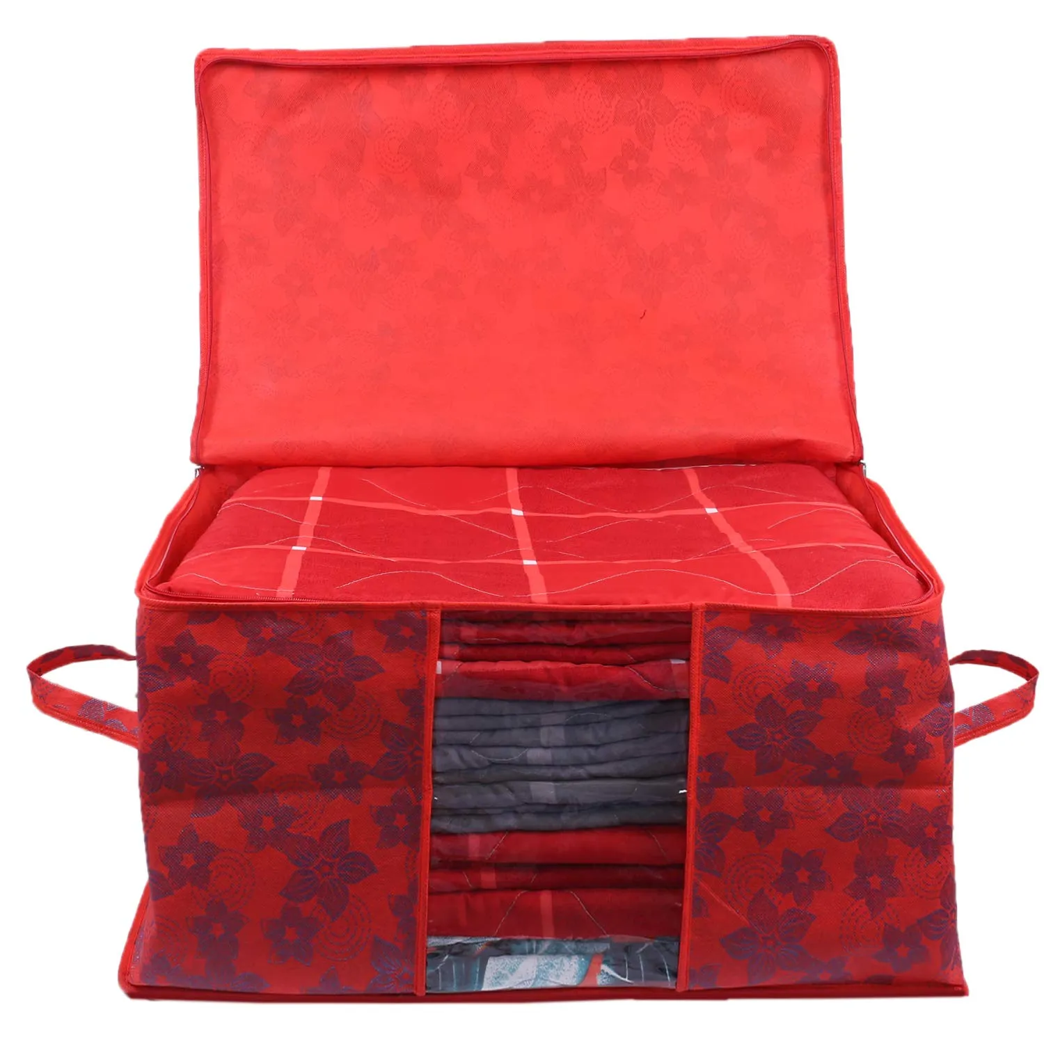 Kuber Industries Underbed Rectangular Storage Bag Organiser, Blanket Cover Set of 2 (Maroon)