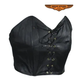 Ladies Black Leather Laced Blouse