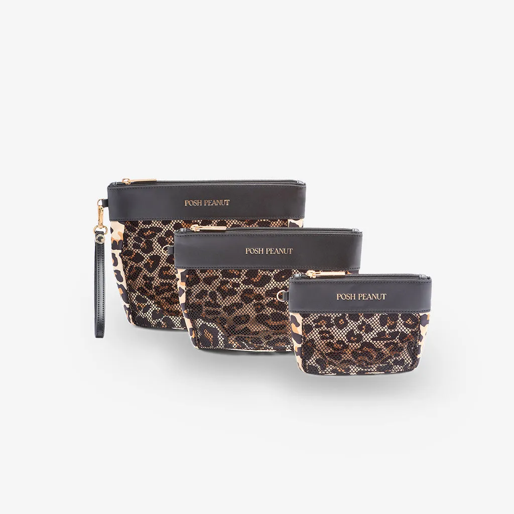 Lana Leopard Tan Organizing Pouches