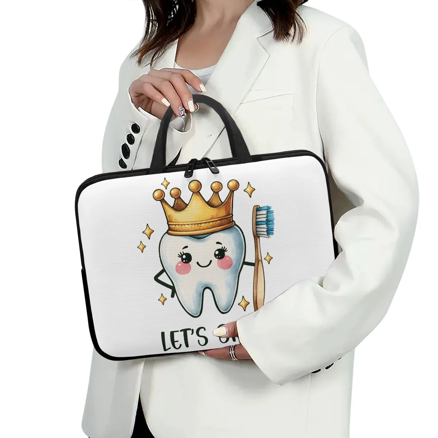 Laptop Sleeve with Handles - Dentist - Tooth - Let's Shine