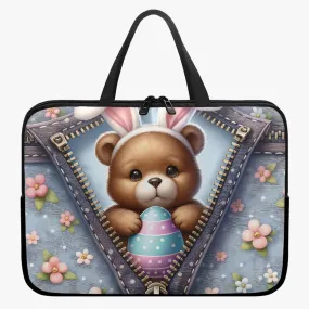 Laptop Sleeve with handles - Easter - Bear with Bunny ears