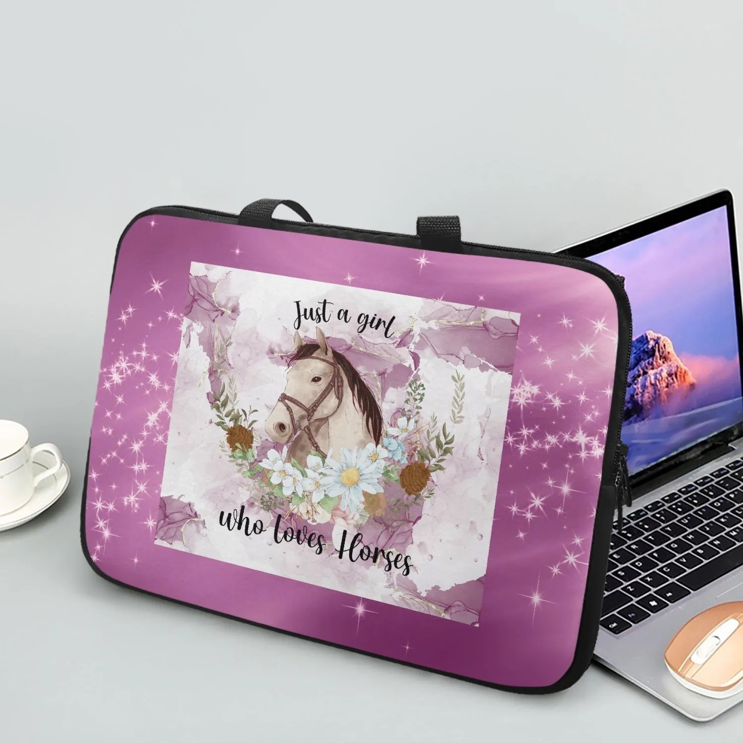 Laptop Sleeve with Handles - Just a Girl Who Loves Horses