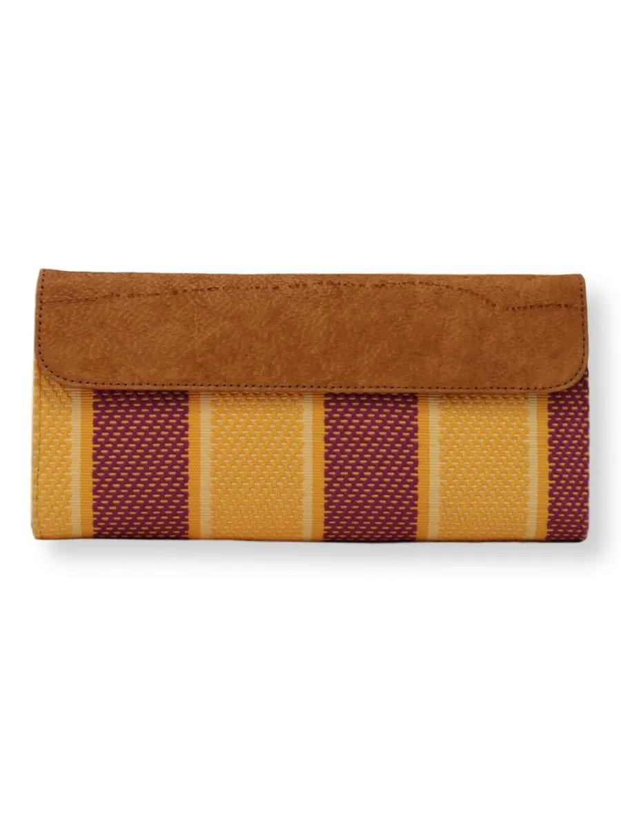 Large Clutch Bag - yellow/crimson with FISH leather