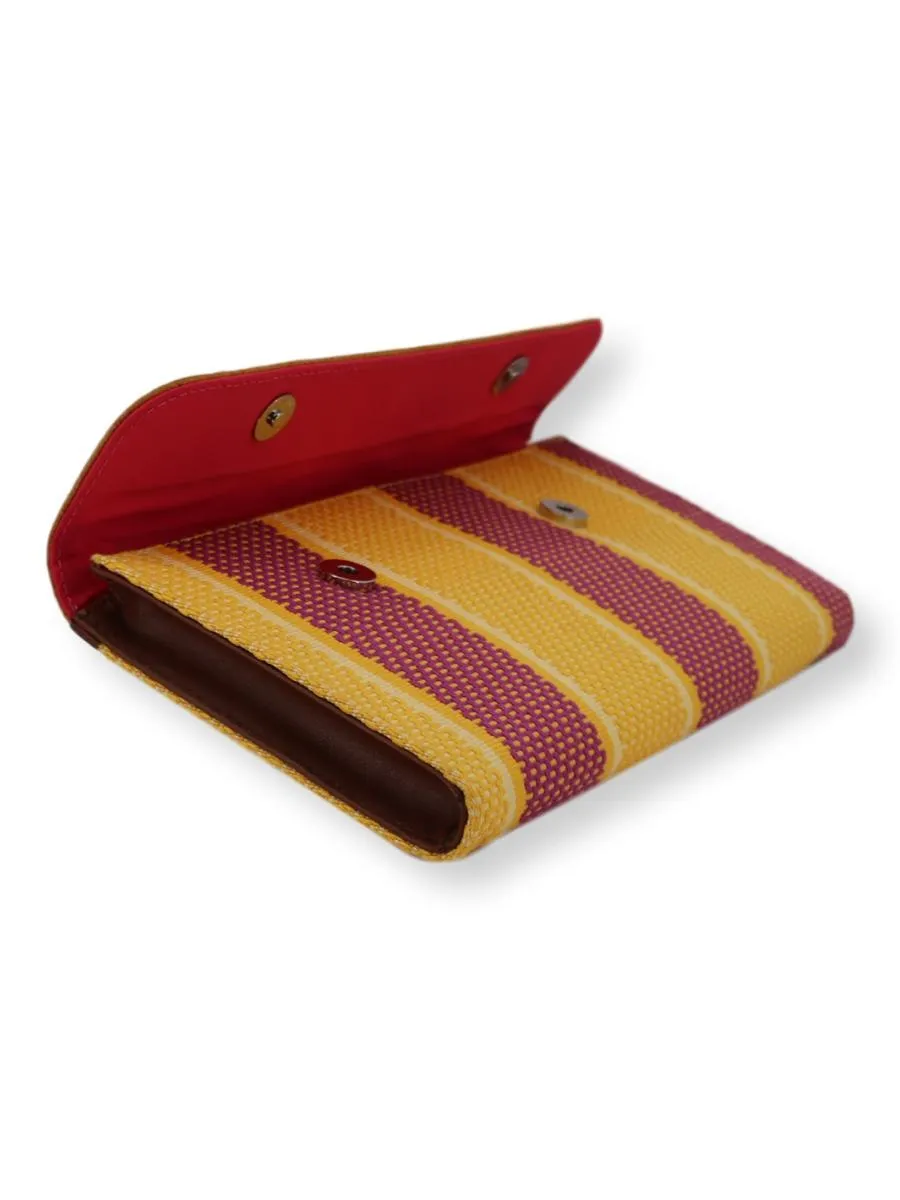 Large Clutch Bag - yellow/crimson with FISH leather