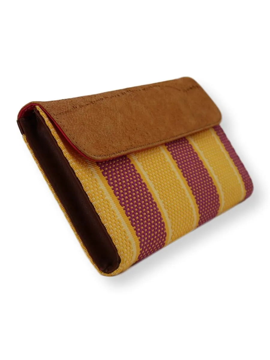 Large Clutch Bag - yellow/crimson with FISH leather