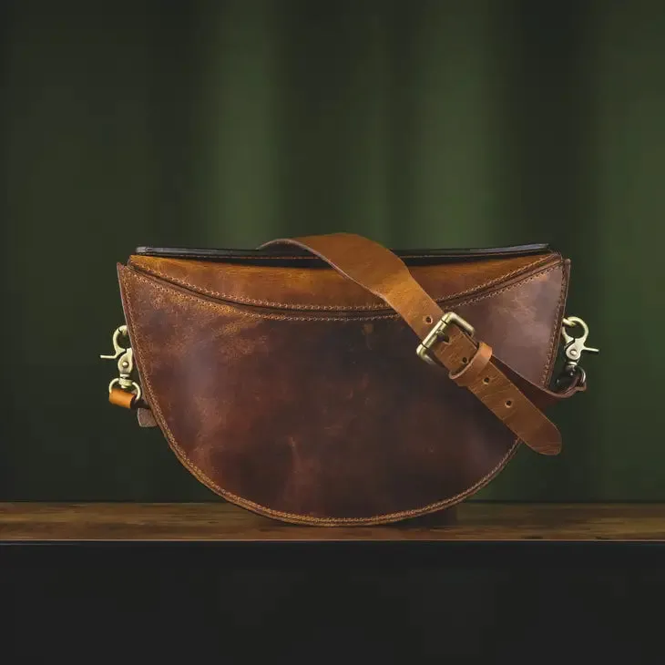 Leather Half-Moon Shoulder Bag