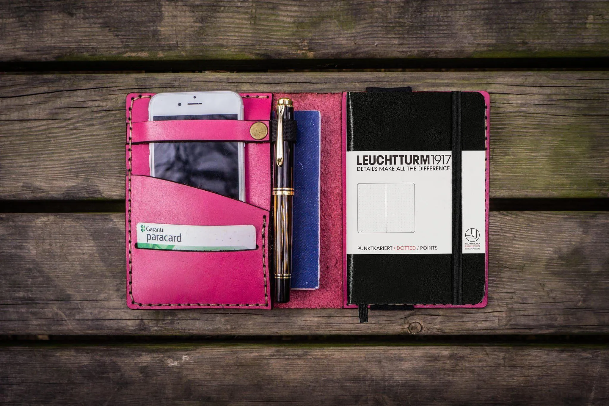 Leather Leuchtturm1917 A6 Notebook Cover - Pink