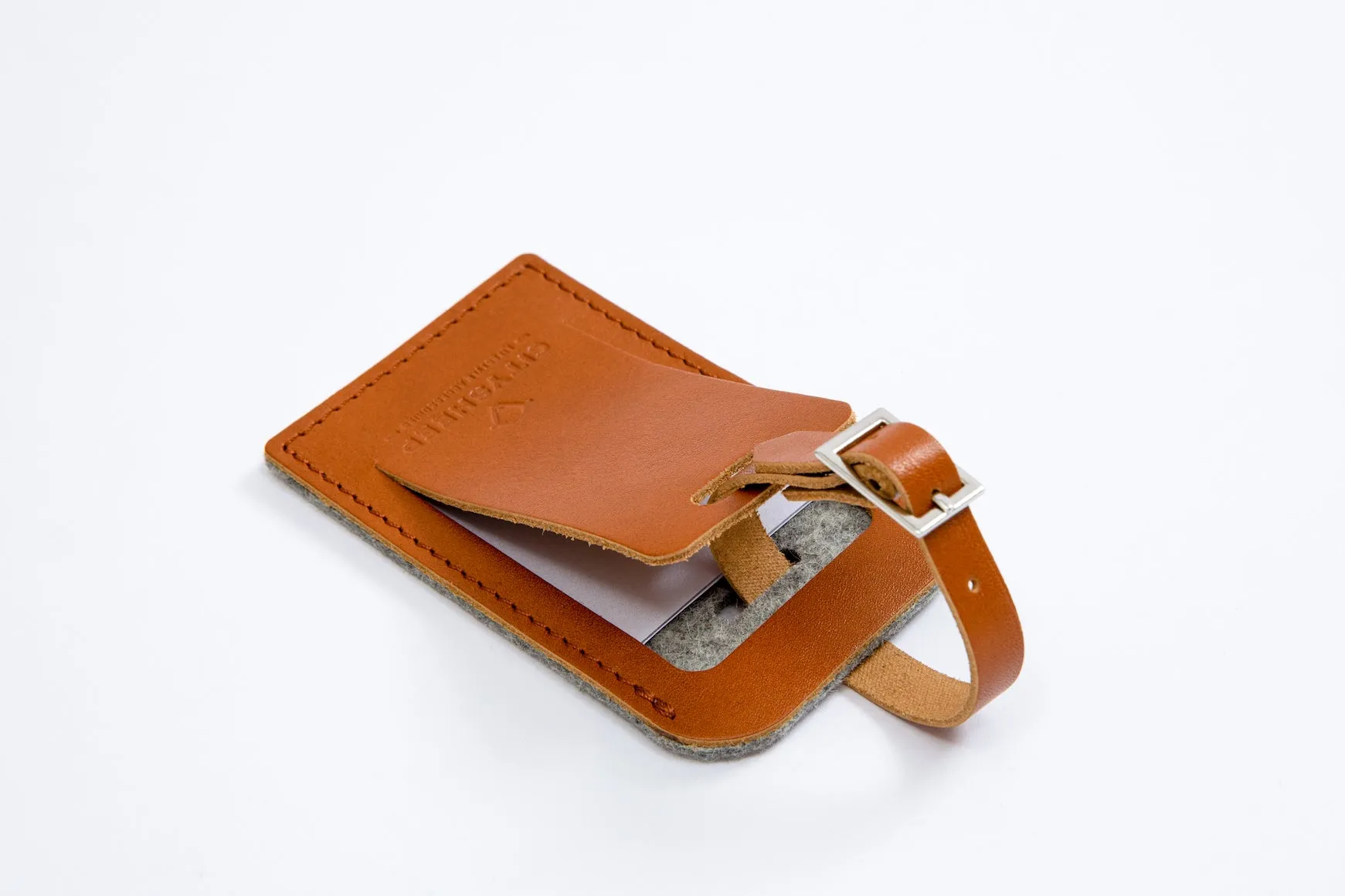 Leather luggage tag/ vegetable tanned/