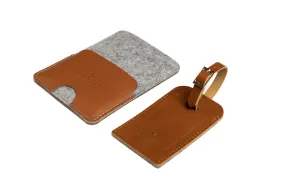 Leather luggage tag/ vegetable tanned/