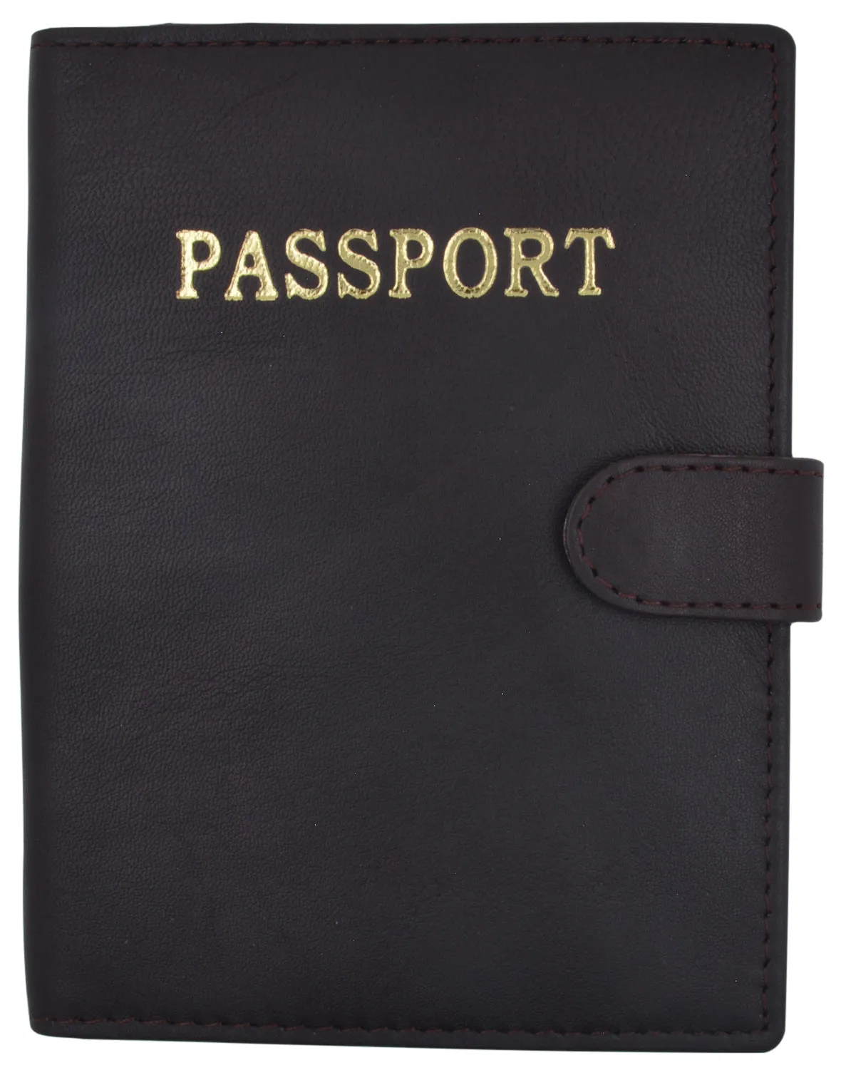 Leather Passport Holder Cover Wallet Card Case Travel Document Organizer Snap Closure