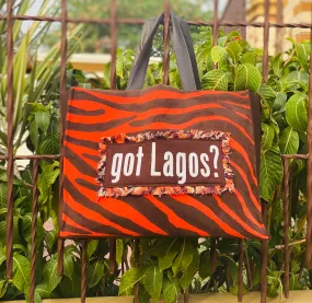 LEATHER TRIM ‘GOT LAGOS?’ TOTE.