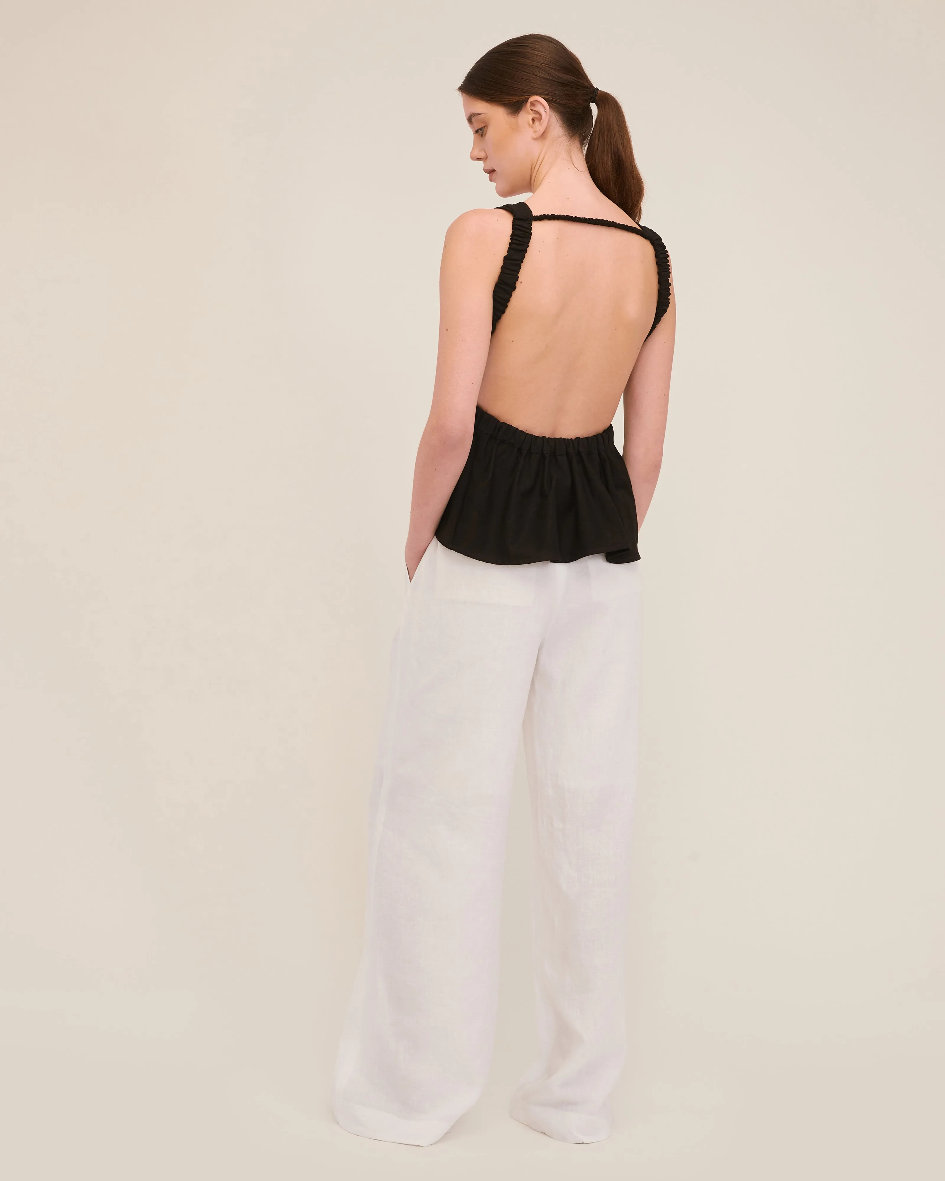 Linen Wide Leg Trouser in White