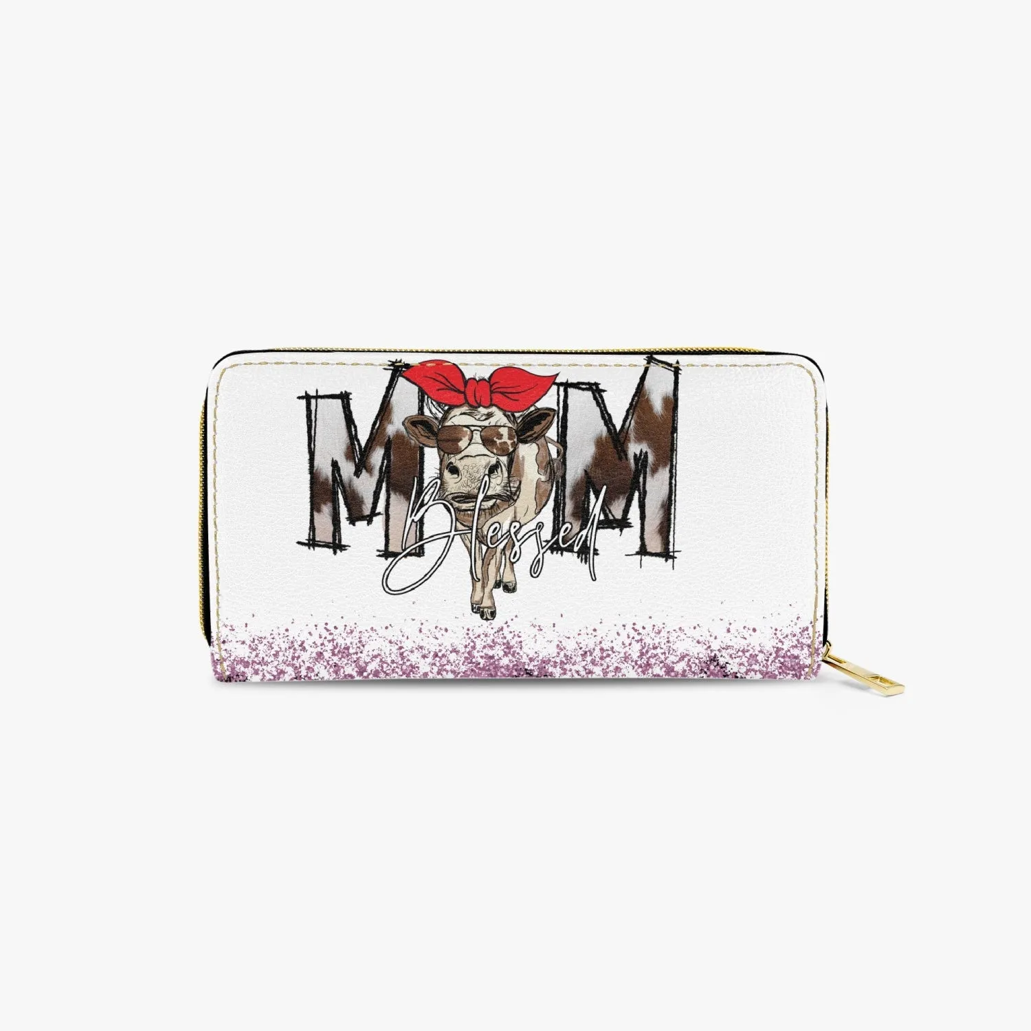 Long Type Zipper Purse - Cow, Blessed Mum/Mom