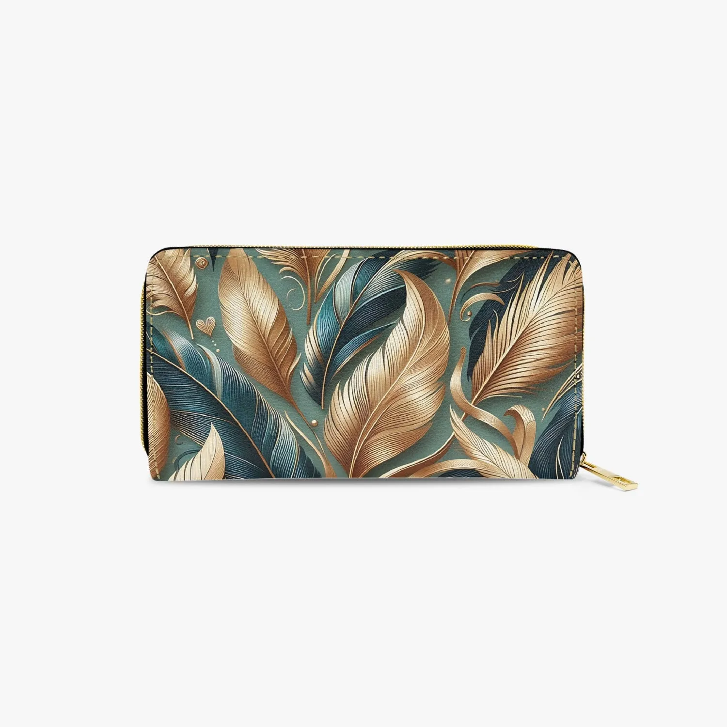 Long Type Zipper Purse - Feathers