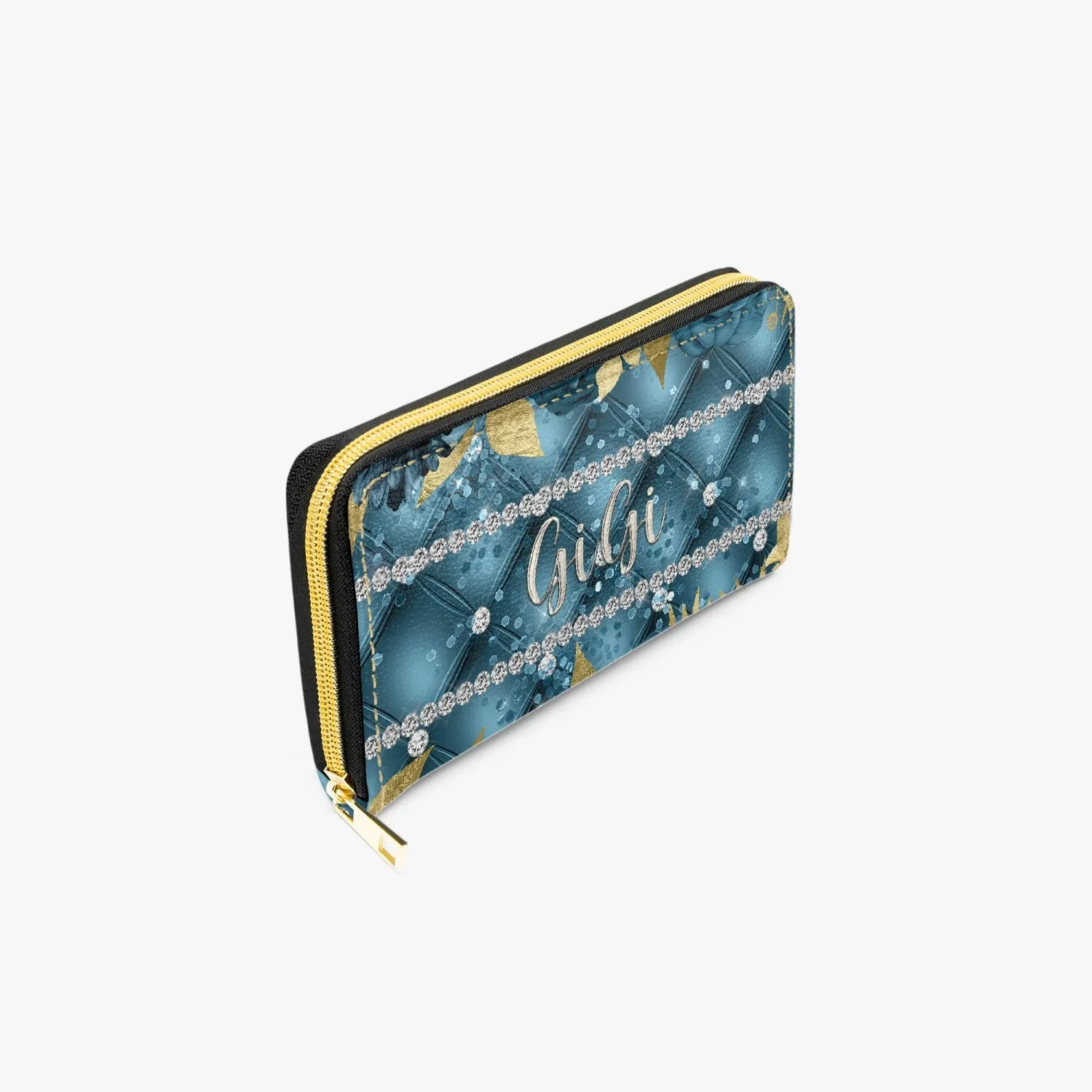 Long Type Zipper Purse - Teal Floral - GiGi