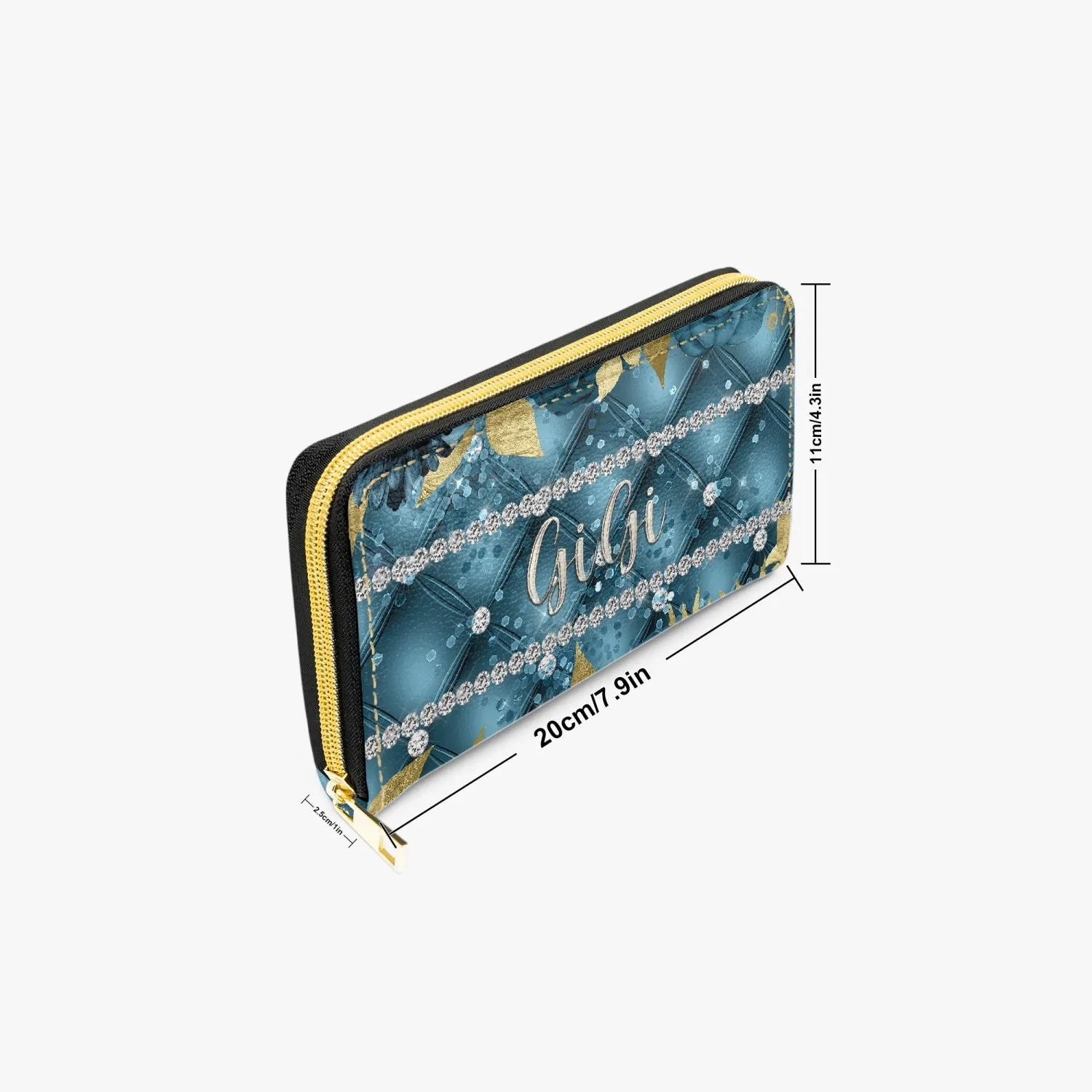 Long Type Zipper Purse - Teal Floral - GiGi