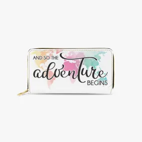 Long Type Zipper Purse, Travel, And so the Adventure begins, awd-636