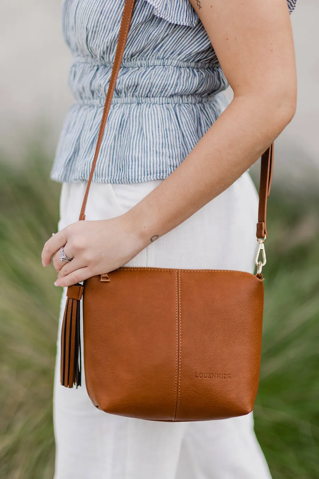 Louenhide Kasey Stripe Crossbody Bag Tan