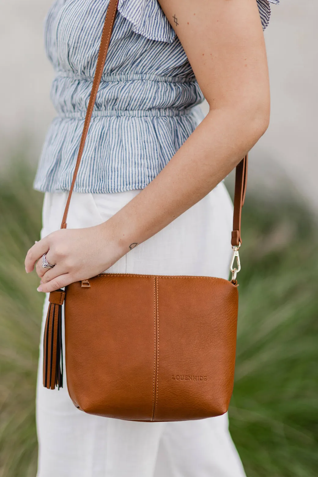 Louenhide Kasey Stripe Crossbody Bag Tan