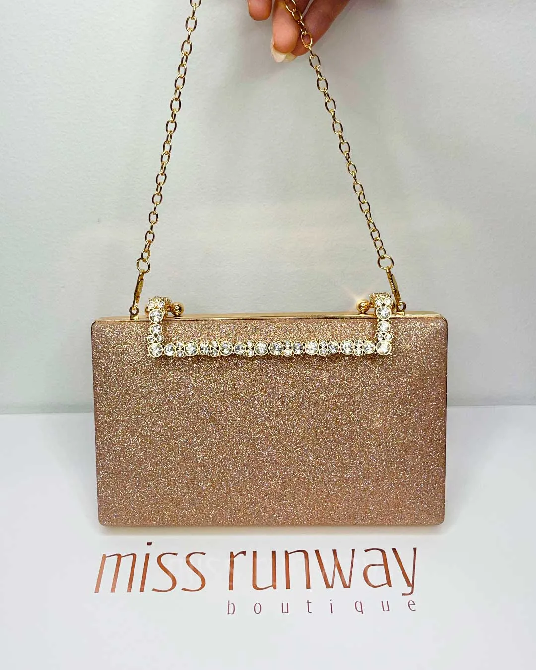 Mandy Glitter Clutch - Rose Gold