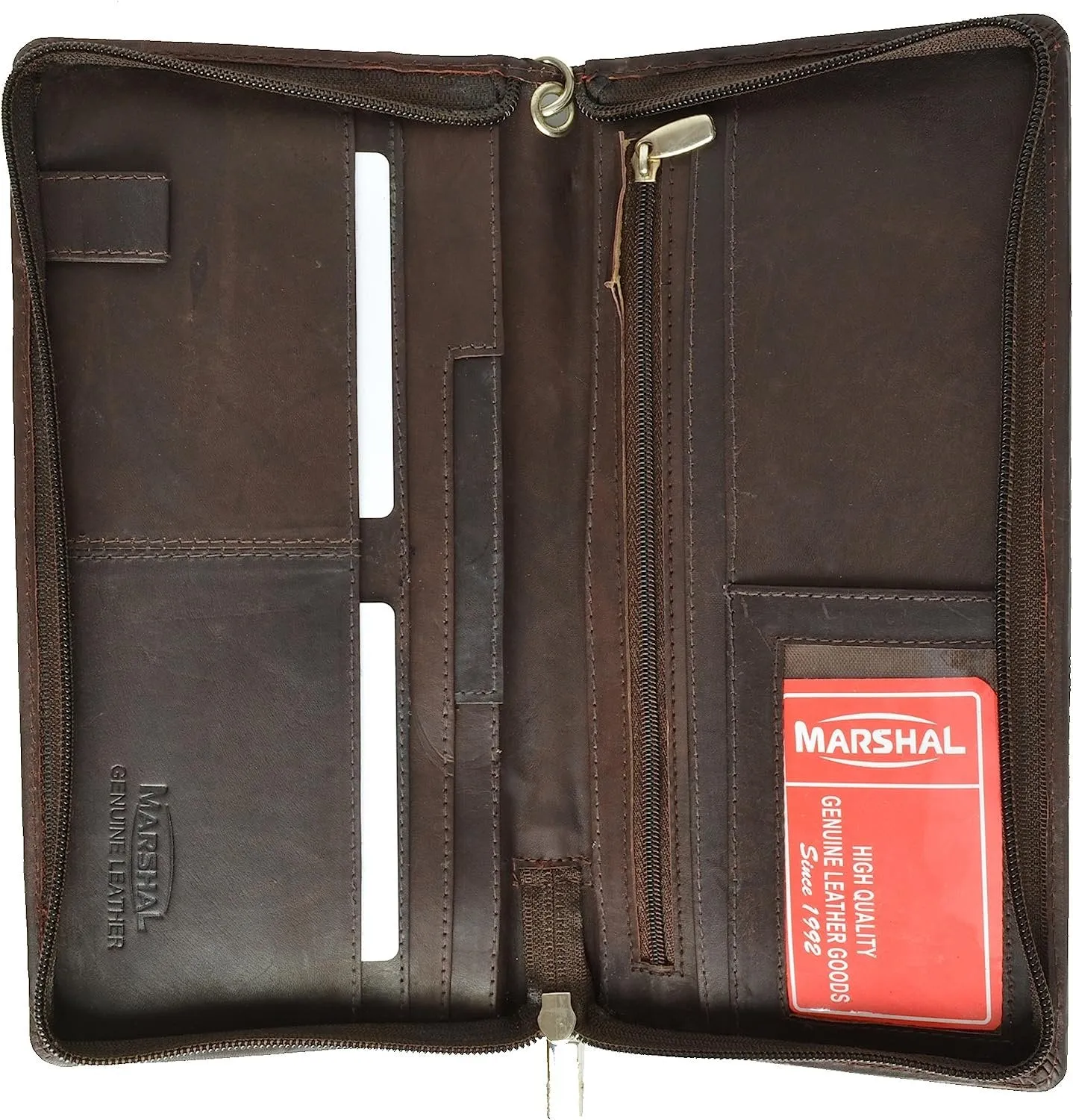 Marshal Top Grain Genuine Leather Travel Organizer Wallet Passport Holder