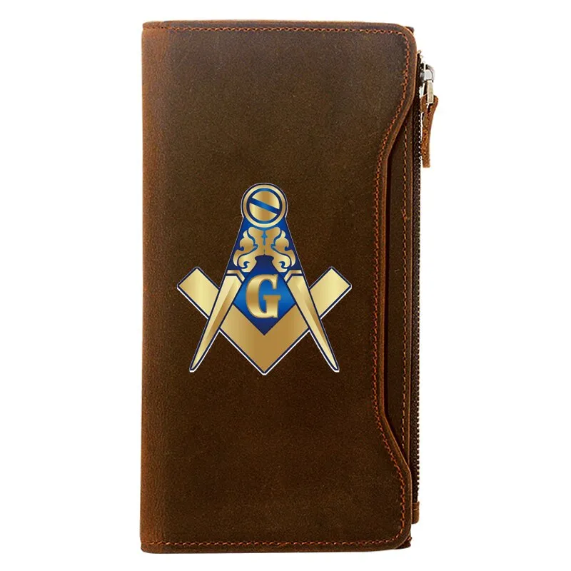 Master Mason Blue Lodge Wallet - Genuine Brown Leather