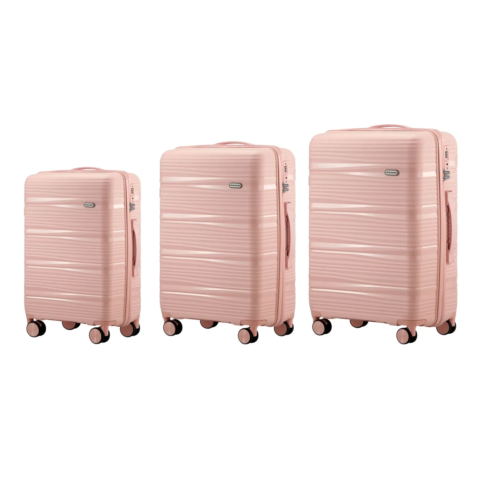 Mazam 3PCS Luggage Suitcase Trolley Set Travel PP Case TSA Lock Storage Pink