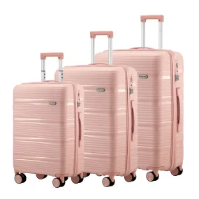 Mazam 3PCS Luggage Suitcase Trolley Set Travel PP Case TSA Lock Storage Pink