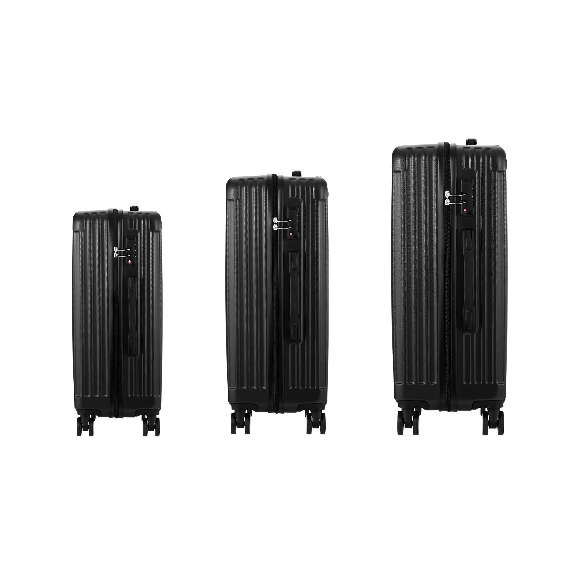 Mazam 3PCS Luggage Suitcase Trolley Set Travel TSA Lock Storage ABS Case Black