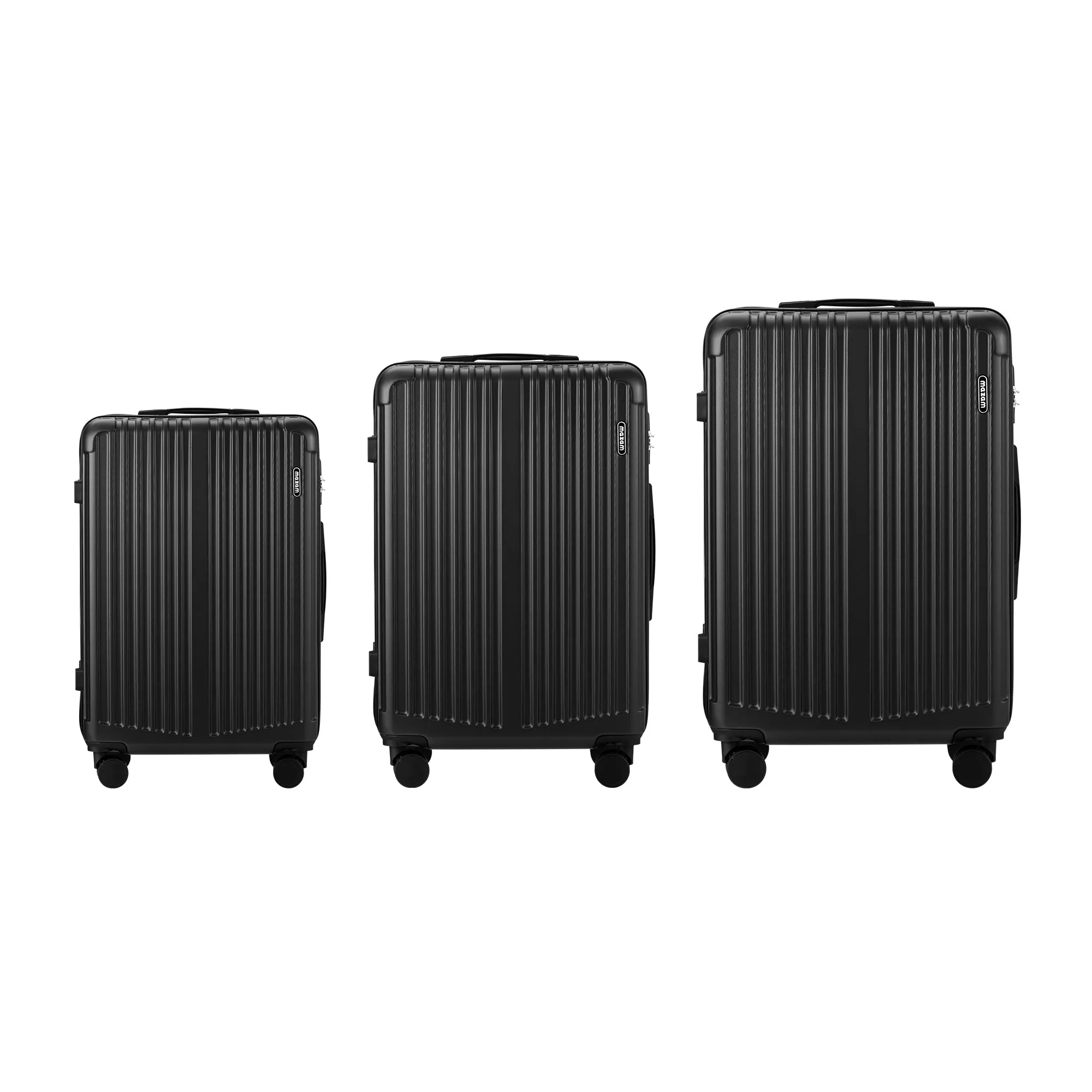 Mazam 3PCS Luggage Suitcase Trolley Set Travel TSA Lock Storage ABS Case Black