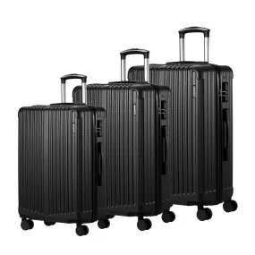 Mazam 3PCS Luggage Suitcase Trolley Set Travel TSA Lock Storage ABS Case Black