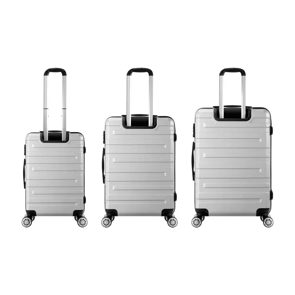 Mazam 3PCS Luggage Suitcase Trolley Set Travel TSA Lock Storage Hard Case Silver