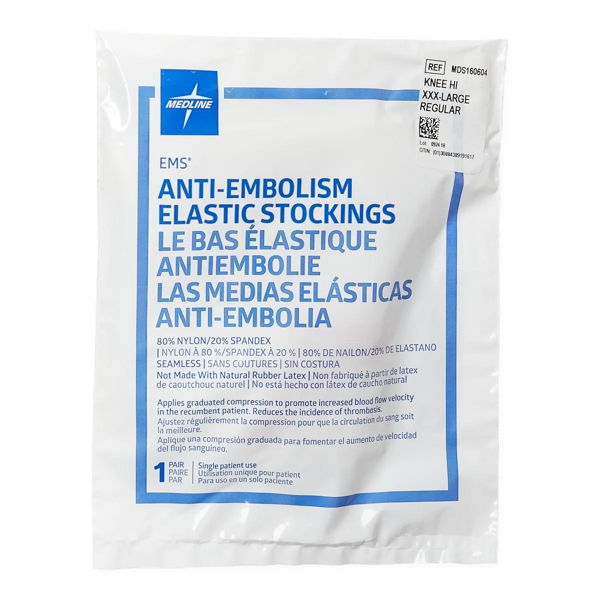 Medline EMS Knee-High Anti-Embolism Stockings