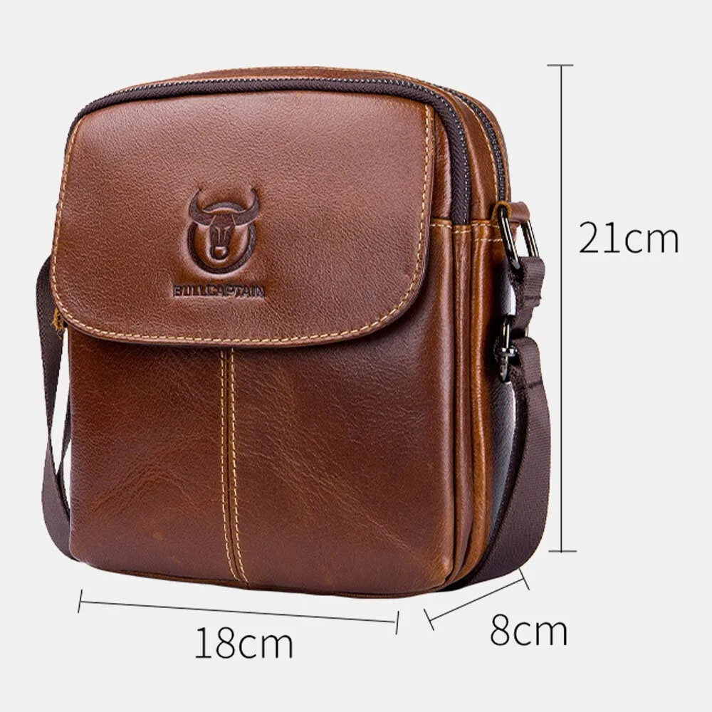 Men First Layer Cowhide Multi-pocket Crossbody Bag Retro Large Capacity Back Anti-theft Pocket Shoulder