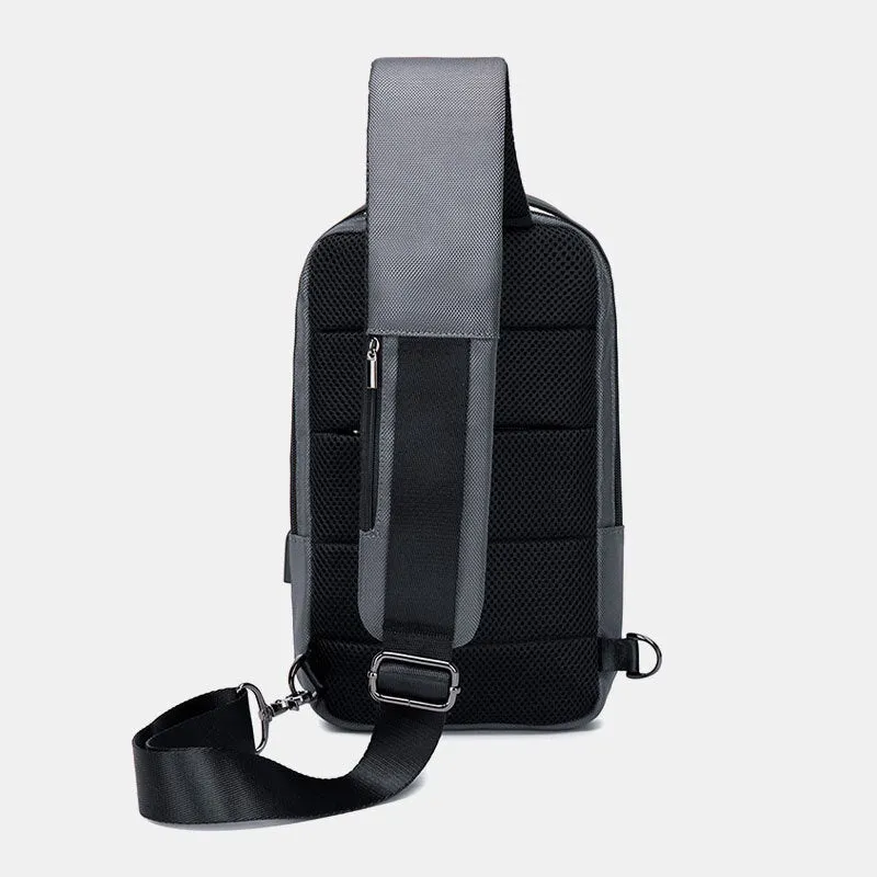 Men Multi-pockets Anti-theft Code Lock Design Breathable Chest Bag Waterproof Earphone Hole USB Charging Crossbody Bags