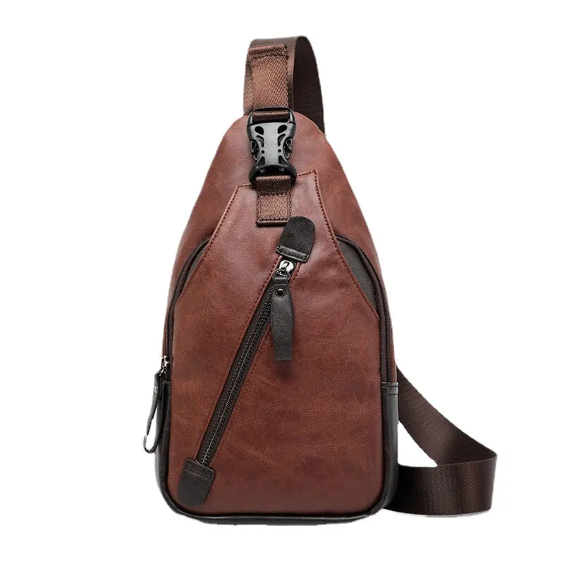 Men PU Leather Multi-pocket Waterproof Casual Crossbody Bag Chest Sling