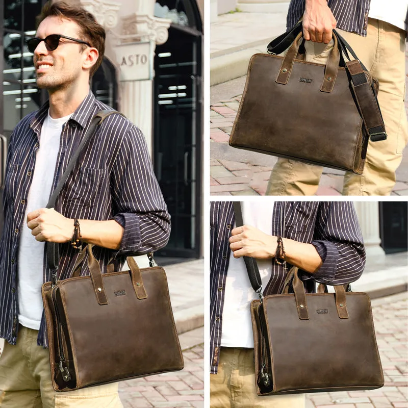 Men's Leather Business Briefcase, Personalized Laptop Bag Portfolio, Shoulder Bag With Coded Lock Gift for Him