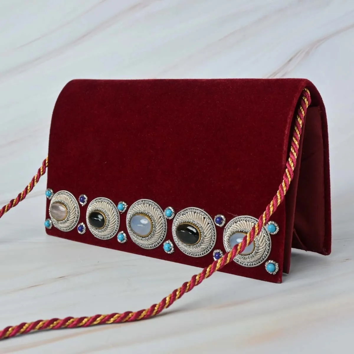 Monet Bag in Burgundy Silk Velvet