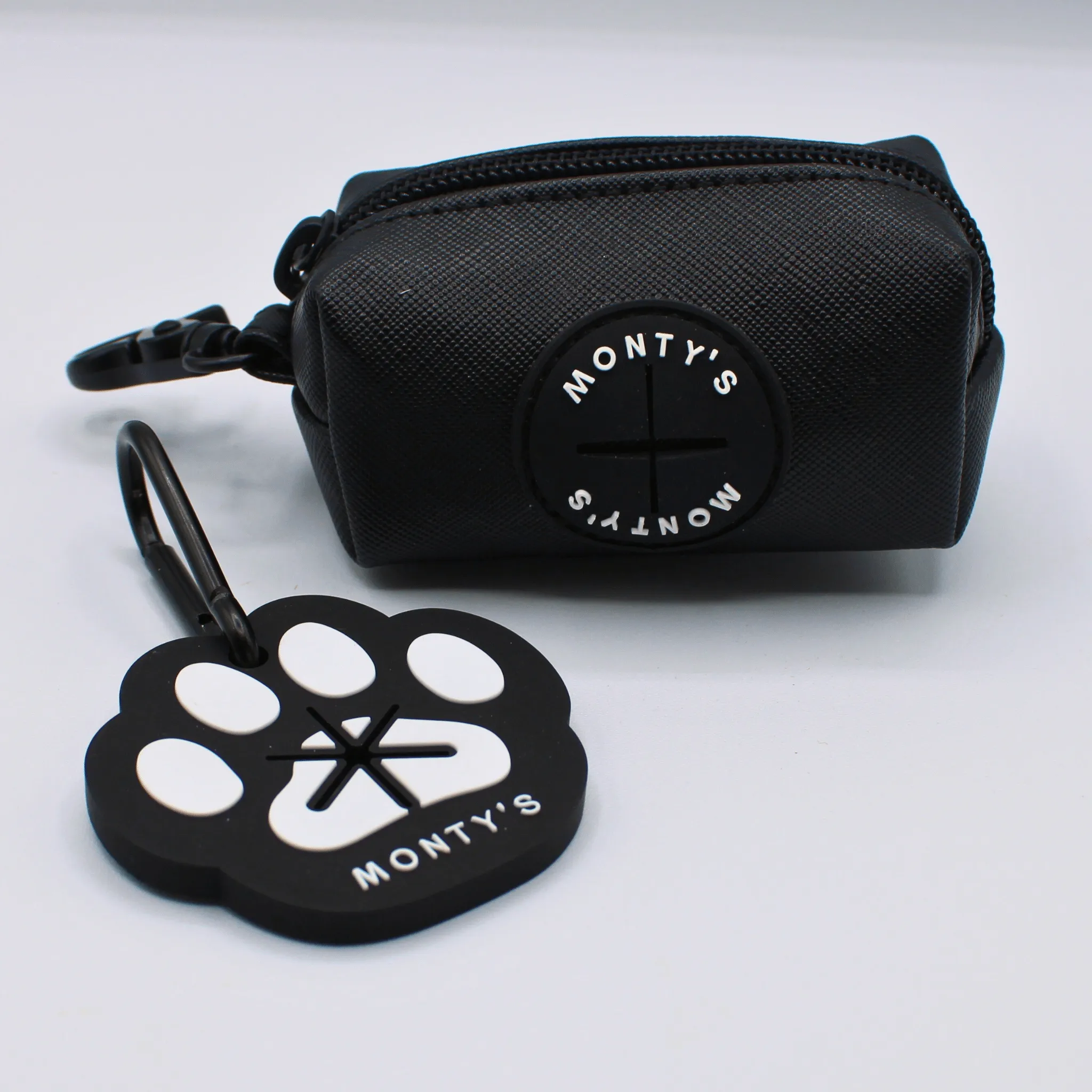 Monty's PU Vegan Leather Pet Poop Bag Dispenser - Eclipse Black