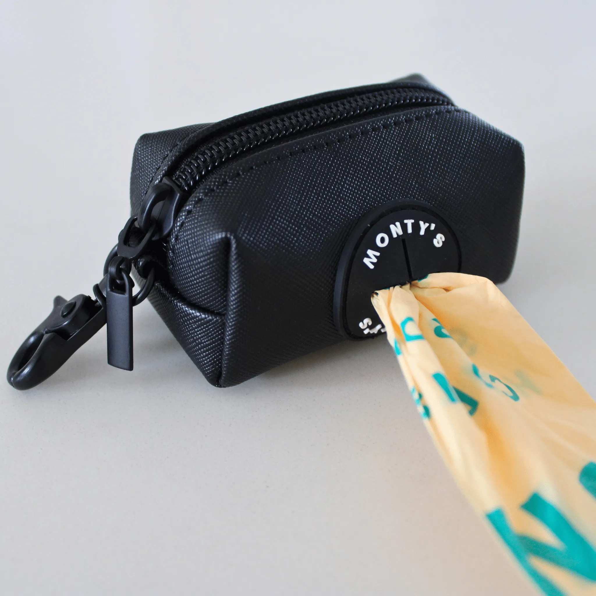 Monty's PU Vegan Leather Pet Poop Bag Dispenser - Eclipse Black