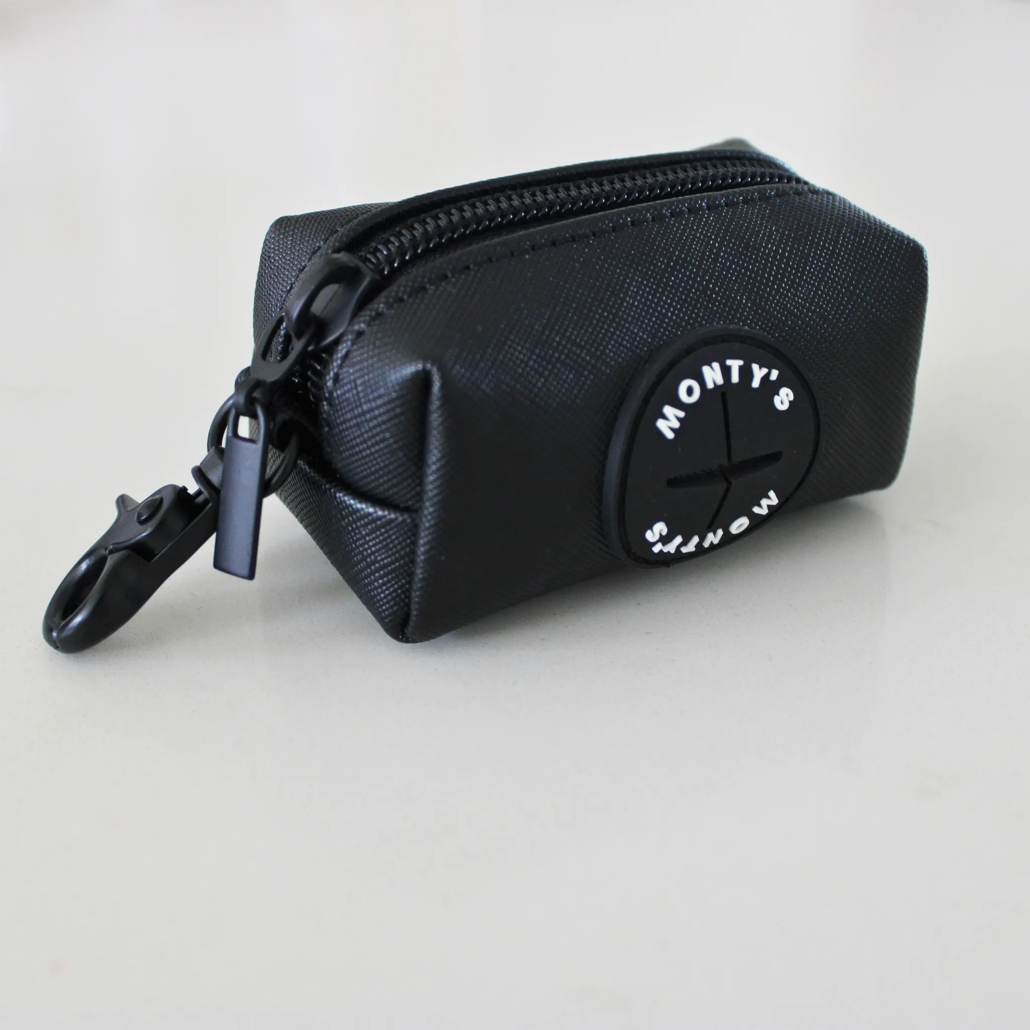 Monty's PU Vegan Leather Pet Poop Bag Dispenser - Eclipse Black