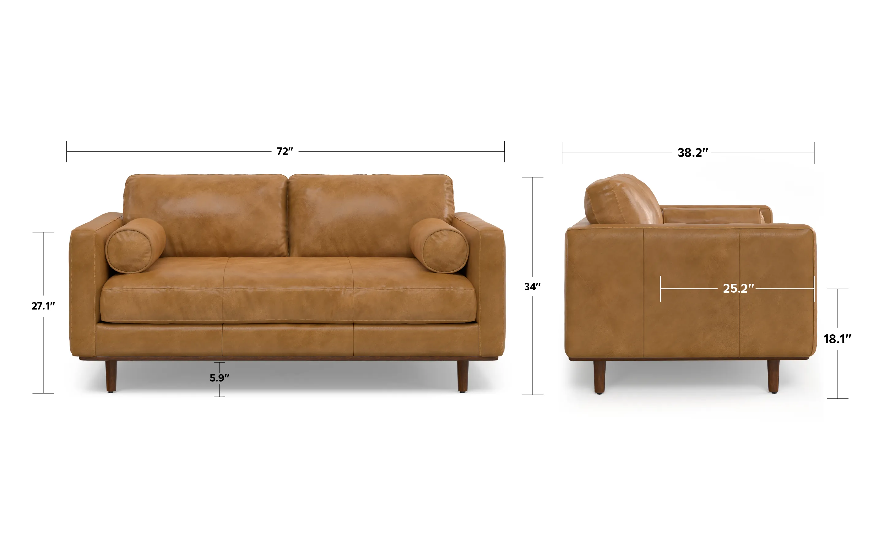 Morrison 72-inch Sofa in Genuine Leather