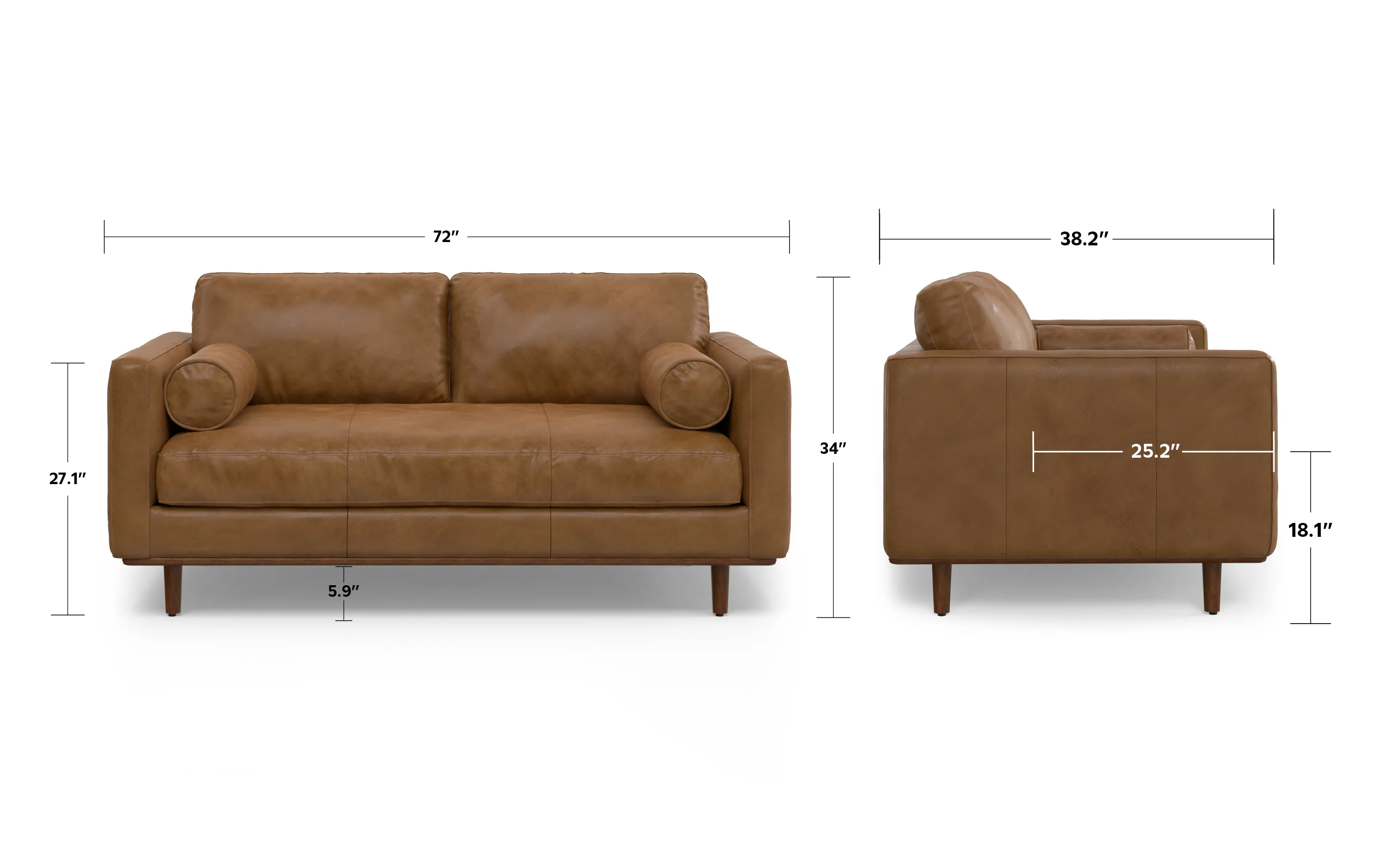 Morrison 72-inch Sofa in Genuine Leather